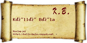 Kálló Béla névjegykártya
